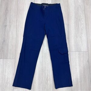Equestrian zip front straight leg cargo pants navy blue small